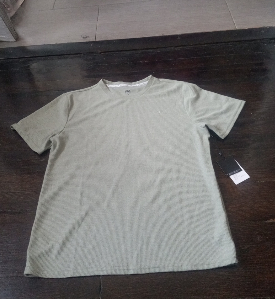 Frye Premium Sleepwear Color Sage Mens Short Sleeve Shirt Waffle Thermal Sz M
